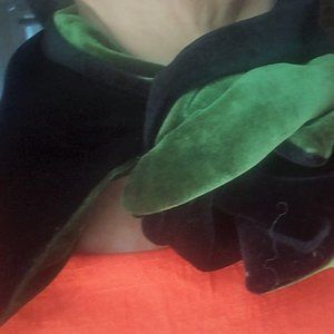 velvet long green scarf